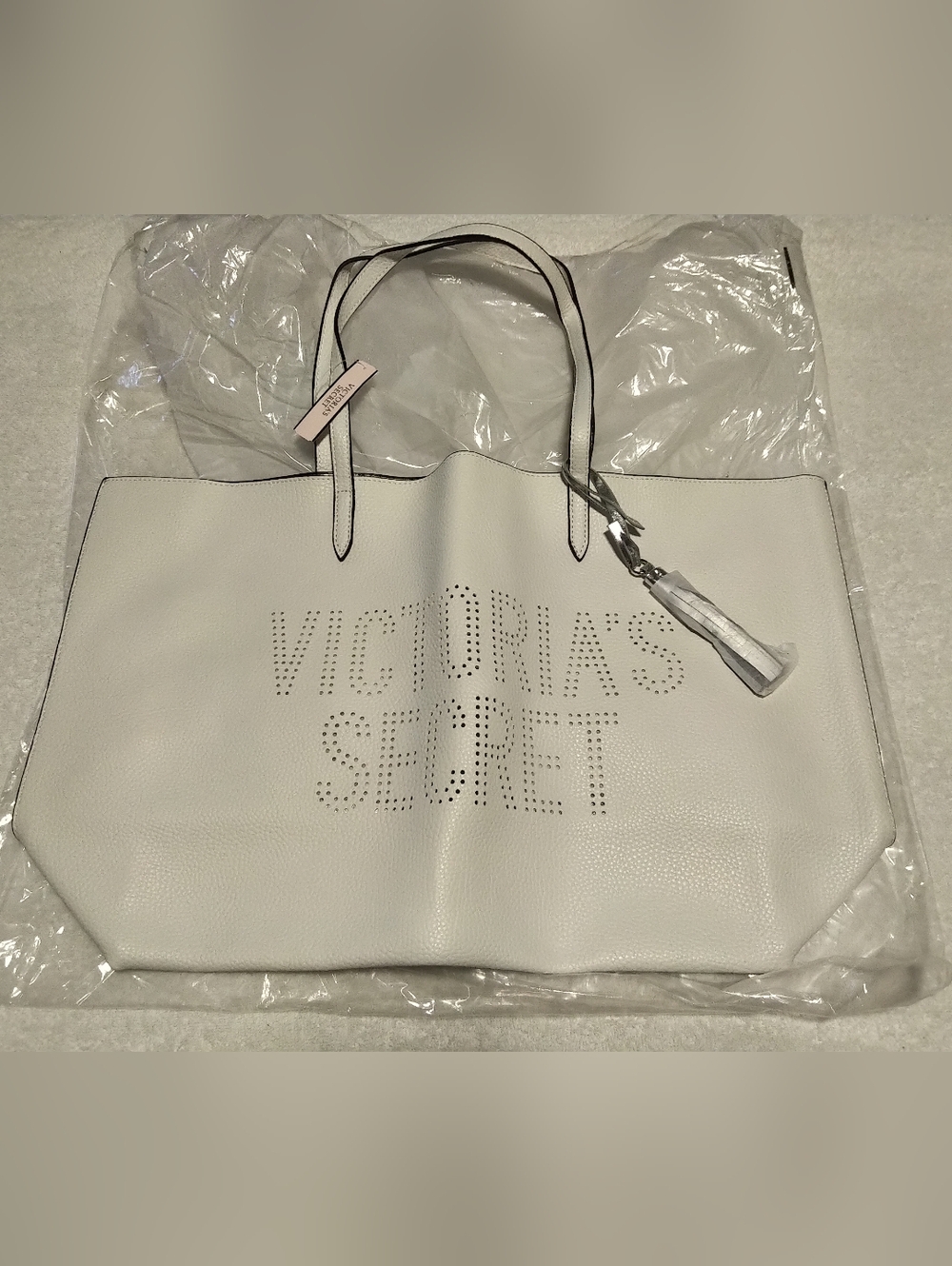 BRAND NEW Victoria's Secret White Perforated Logo Tote